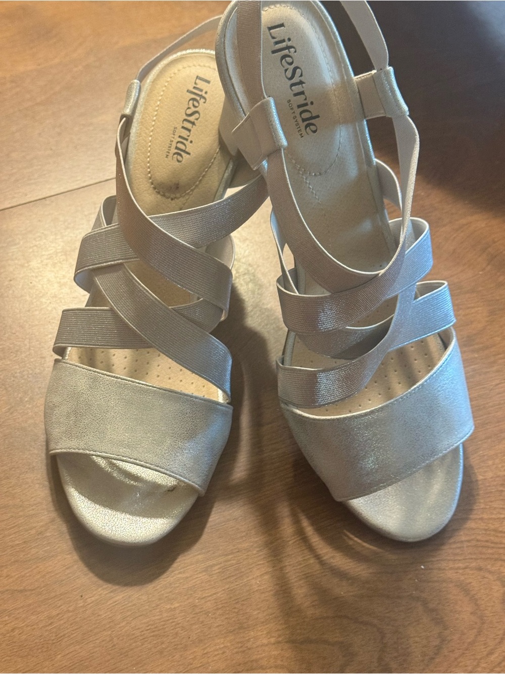 Life Stride Metallic Silver Strappy Sandals for Women